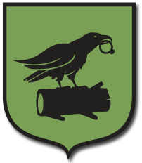 Corwin Arms Logo This is the Corwin Arms logo. It features a raven standing on a log while holding a ring in its beak